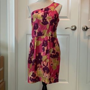 One shoulder Myne printed dress with pockets